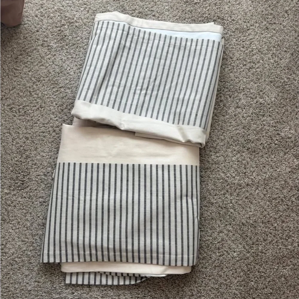 50”x84” Blackout Woven Stripe Border Curtains